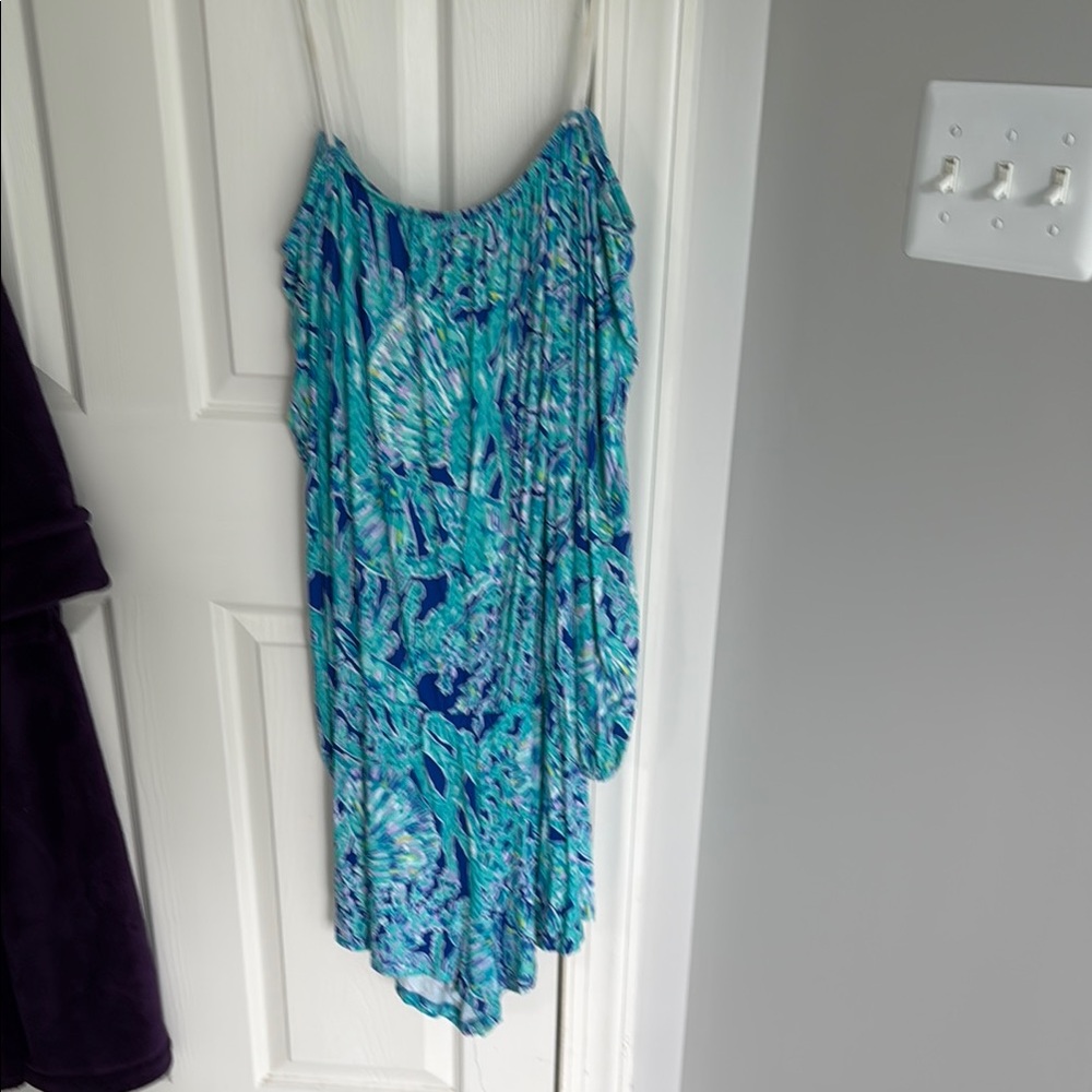 Blue And Green Patterned Romper - image 1